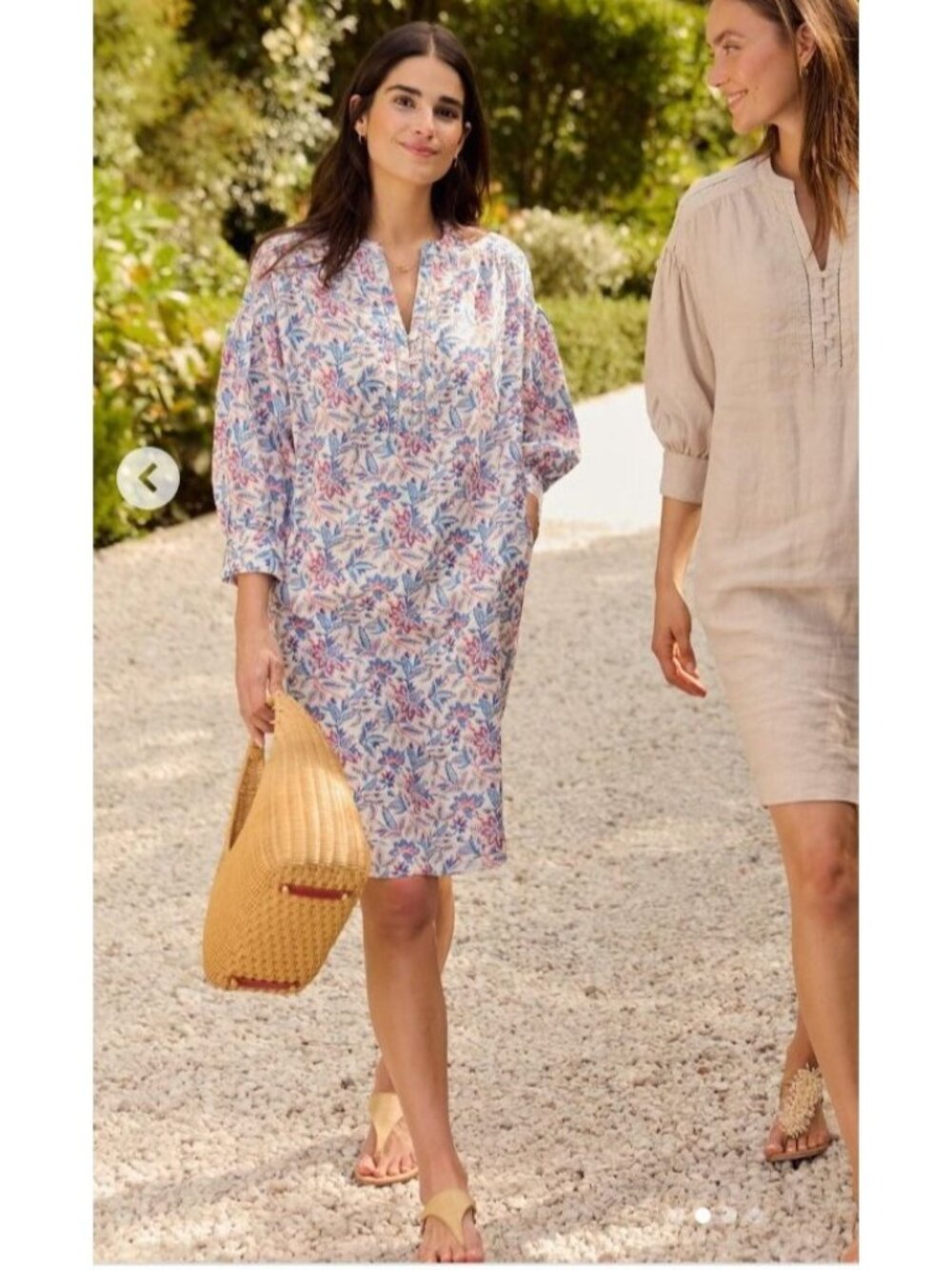 J. Mclaughlin Nylee Linen Mini Dress 3/4 sleeve Bloomsbury Floral Print Small